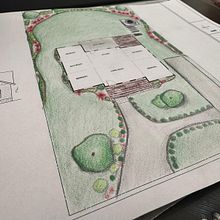 Paisaje jardin familia Devi. Un proyecto de Ilustración arquitectónica, Diseño de interiores, Paisajismo y Diseño de espacios de Sol Gonzalez - 06.02.2025
