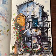 Old house . Architectural Illustration, Drawing, Ink Illustration, Sketchbook, and Sketching project by bqwxfcbmm4 - 02.08.2025