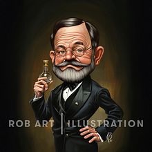Louis Pasteur Caricature Illustration. Digital Illustration, Character Design, and Digital Drawing project by Rob Snow - 02.10.2025