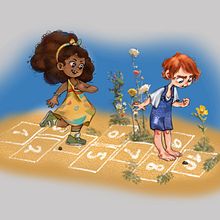 Amarelinha . Drawing, Digital Illustration, Character Design, Stor, telling, and Children's Illustration project by ribeiro_marcelab - 02.12.2025