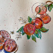 Citrus Galore. Un proyecto de Dibujo, Ilustración tradicional, Ilustración con tinta, Pintura, Pintura a la acuarela e Ilustración naturalista				 de corbetoc1 - 16.02.2025
