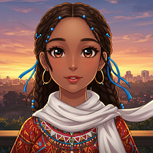 afro anime. Een project van Stor, telling, ChatGPT y AI Inhoud Creatie van vivina672 - 18.02.2025