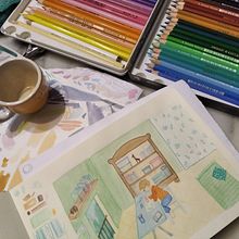 Finding a new room. Sketching, Creativit, Drawing, Traditional illustration, Watercolor Painting, and Sketchbook project by ludo_la - 02.18.2025
