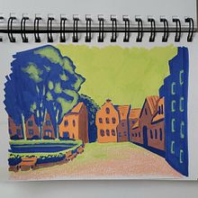 Erste Versuche mit Acyrlmarkern. Un proyecto de Ilustración arquitectónica, Ilustración tradicional, Ilustración con tinta y Pintura de Annika - 19.02.2025