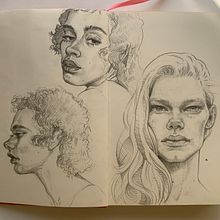 Proyecto final del curso de retrato de Gabriela Niko. Artistic Drawing, Drawing, Portrait Drawing, Sketchbook, and Sketching project by meriporlared - 02.19.2025