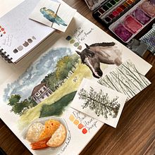 Rodada en Carretera. Traditional illustration, Architectural Illustration, Watercolor Painting, and Sketchbook project by Brenda EH - 02.19.2025
