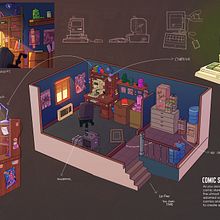 Comic Store Office. Un progetto di Illustrazione digitale, Design, Stor e telling di Christina Gunawan - 20.02.2025