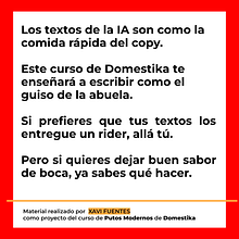 Proyecto final Xavi Fuentes (Copywriting para copywriters). Projekt z dziedziny  Reklama, Komunikacja, Cop, writing, Stor i telling użytkownika Xavi Fuentes - 21.02.2025