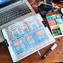 Projeto final - aquarela. Architectural Illustration, Drawing, Painting, and Watercolor Painting project by patricia_escanho - 02.22.2025