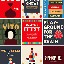 IG Posts for Geometry - a creative space. Br, ing, Identit, Color Theor, Design, Design Management, Digital Design, Editorial Design, Graphic Design, Logo Design, T, pograph, T, pograph, Design, Instagram, and Social Media Design project by Sára Strmisková - 02.22.2025