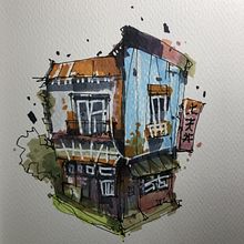 My first sketch. Architectural Illustration, Drawing, Ink Illustration, Sketchbook, and Sketching project by rachtikon_faii - 02.24.2025