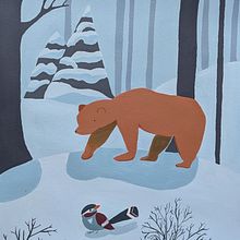 ballade hivernale. Acr, lic Painting, and Children's Illustration project by Elodie Donc - 02.24.2025