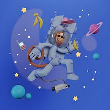 Monkey Space . 3D, 3D Character Design, 3D Design, 3D Modeling, and Character Design project by chavez_ricardo - 02.24.2025