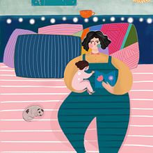 Tell me a story mum. Digital Illustration, Drawing, and Design project by minasesek - 02.26.2025