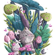 Kawaii world: cat in the yard. Un progetto di Character design, Illustrazione digitale e Manga di Marjolijn De Pauw - 26.02.2025