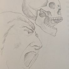 Rostro y cráneo. Drawing, Figure Drawing, Pencil Drawing, Realistic Drawing, and Fine Arts project by Juan Freddy Abarca Cordero - 03.03.2025