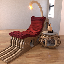 The archicat's chair end the yarn ball prrrouf. Product Design project by veronica rosso - 03.04.2025