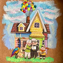 Up, a happy ending we hoped for . Painting, Traditional illustration, Creativit, and Gouache Painting project by mudhaiyashika16 - 03.05.2025