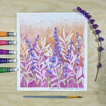 Lavandas. Acuarela en negativo. Een project van Traditionele illustratie, Aquarelschilderen y  Botanische illustratie van Danella Ortega Graziani - 07.03.2025
