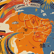 Ferrovia do Nordeste. Digital Illustration, Editorial Illustration, and Traditional illustration project by Carlos Henrique Reis - 03.07.2025
