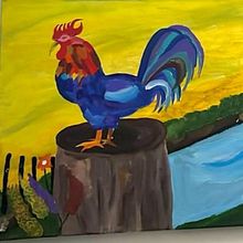 rooster. Design, Acr, and lic Painting project by Mariana Rivas - 03.07.2025