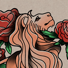 lion and roses. Digital Illustration, Drawing, and Tattoo Design project by julia.garapich - 03.08.2025