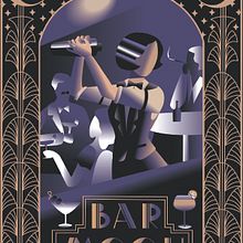 Poster "Bar MOON" for course "Art Deco". Un projet de Beaux Arts, Conception d'affiches, Illustration traditionnelle et Illustration numérique de Julia Pinezhaninova - 11.03.2025