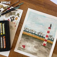Paysage en mix média. Un progetto di Illustrazione tradizionale, Pittura, Pittura ad acquerello e Sketchbook di jobabbb - 11.03.2025