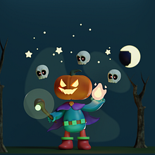 Pumpkin Mage. Un progetto di 3D, Character design 3D, Progettazione 3D, Modellazione 3D e Character design di Karlo Maitret - 13.03.2025