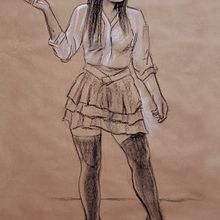 Dibujo de Figura Humana Femenina Vestida. Een project van  Beeldende kunst,  Schetsen,  Tekening, Tekening met potlood y Realistische tekening van Ronal Mamani Paredes - 13.03.2025