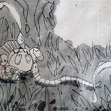 Storyboard : Le ver et la pomme. Projekt z dziedziny Grafika ed, torska, Trad, c, jna ilustracja, Ilustracje dla dzieci, Narracja, Stor, board i Książka obrazkowa użytkownika Caroline Therrien - 13.03.2025
