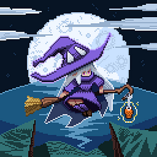 Witch and the Moon. Character Design, Video Games, Pixel Art, and Game Design project by André Luiz - 03.16.2025