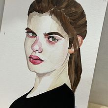 My first watercolour portrait: Mon encore inconnue. Een project van Aquarelschilderen, Tekening met potlood,  Schetsen, Schilderij y  Tekening van Livinda Christy Monica - 18.03.2025