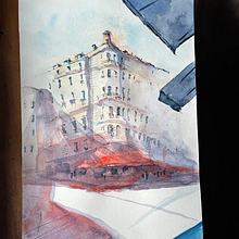 Watercolor. Drawing, Watercolor Painting, Architectural Illustration, Sketchbook, Ink Illustration, and Sketching project by Mariam Topuria - 03.19.2025