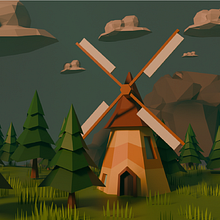 Escena Final Molino Low-Poly. 3D, and 3D Modeling project by kasparemilio - 03.20.2025