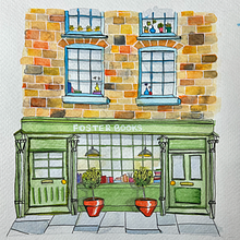 Project1 Painting Bookstore. Architectural Illustration, Drawing, Painting, and Watercolor Painting project by stefrfischer - 03.21.2025