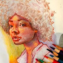 Chica afro Ein Projekt aus dem Bereich Zeichnen mit Buntstiften, Zeichnung, Porträtzeichnung und Sketchbook von Juan jose Verdejo - 22.03.2025
