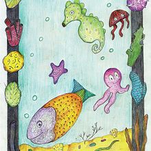 Postal del Fondo del Mar. Drawing, Traditional illustration, Creativit, Vector Illustration, Editorial Illustration, and Children's Literature project by Juan Sánchez - 03.23.2025