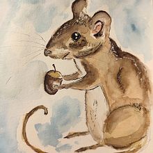 Petit rat des champs sous l'orage . Traditional illustration, Watercolor Painting, Fine Arts, and Naturalistic Illustration project by khloe - 03.24.2025
