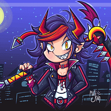 Shaden el demonio rebelde de la noche. Digital Illustration, Drawing, Graphic Design, Character Design, Design, Creativit, Digital Drawing, Digital Design, Digital Painting, Artistic Drawing, and Animated Illustration project by María Jimena Fuentes Laos - 03.24.2025