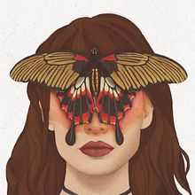 Under the wings of the butterfly. Ilustração digital, Desenho de retrato, e Desenho projeto de Esther Charro Rivera - 26.03.2025