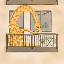 Giraffe auf dem Balkon. Writing, Children's Illustration, Stor, telling, Narrative, Creative Writing, and Children's Literature project by katsch - 03.26.2025