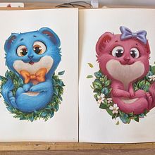 Gender reveal cards. Traditional illustration project by eva.seyeux - 03.29.2025