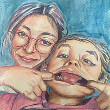 Tarde Juntos. Proyecto final.. Fine Arts, Portrait Drawing, Painting, and Watercolor Painting project by Maritza Vargas - 03.30.2025