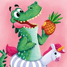 Summer crocodile. Un progetto di Illustrazione digitale, Disegno, Disegno digitale, Albo illustrato, Arte concettuale e Progettazione di giochi di Kristine Ortmeier - 01.04.2025