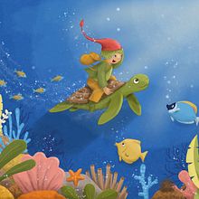 Little Water-Sprite exploring the ocean. Children's Illustration project by Marie Joel - 04.02.2025