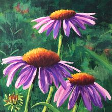 Coneflowers . Un progetto di Teoria del colore, Belle arti, Pittura gouache e Pittura di maryanncosgrove16 - 07.04.2025