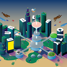 Bubble City. Animation, Graphic Design, Traditional illustration, Motion Graphics, and Animated Illustration project by Juan Fernández Etchegaray - 04.08.2025