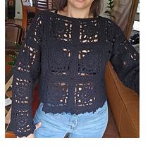 Sweater unicolor. Un progetto di Uncinetto, DIY, Fashion design, Fiber Art e Textile Design di Claudia Silva - 10.04.2025