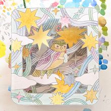 The Magical Owl : Layered Paper Illustration. Arts, Crafts, Watercolor Painting, Pencil Drawing, and Paper Craft project by makikwkmi - 04.12.2025